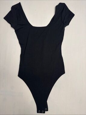 American Eagle Outfitters Black Scoop Neck Short Sleeve Bodysuit